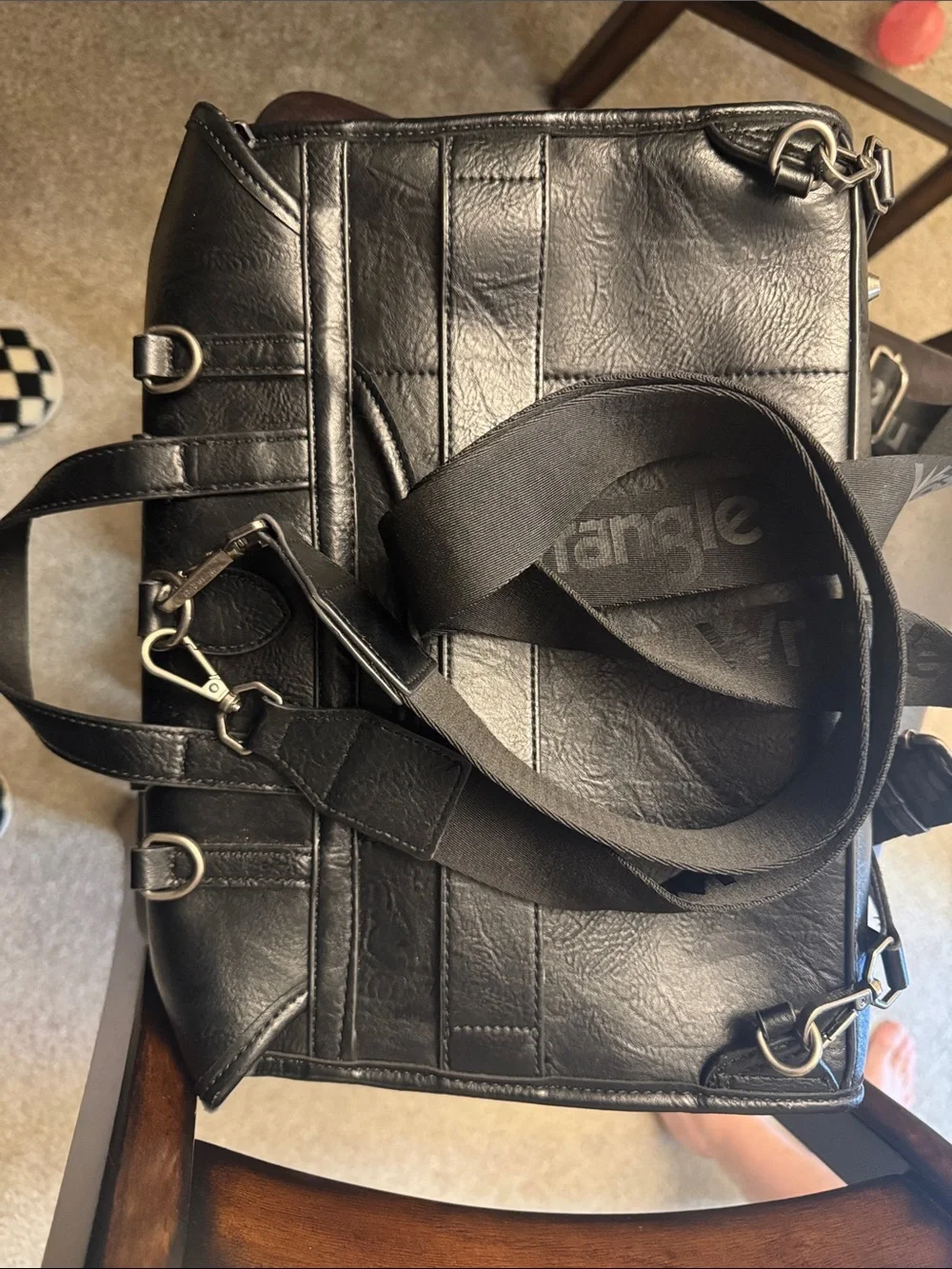 Wrangler Black Faux Leather Briefcase with Tan Patch